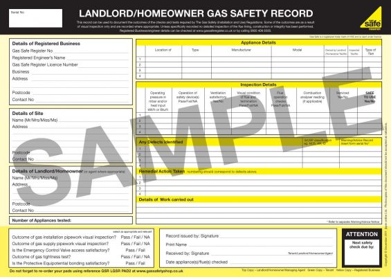 Gas safety certificate